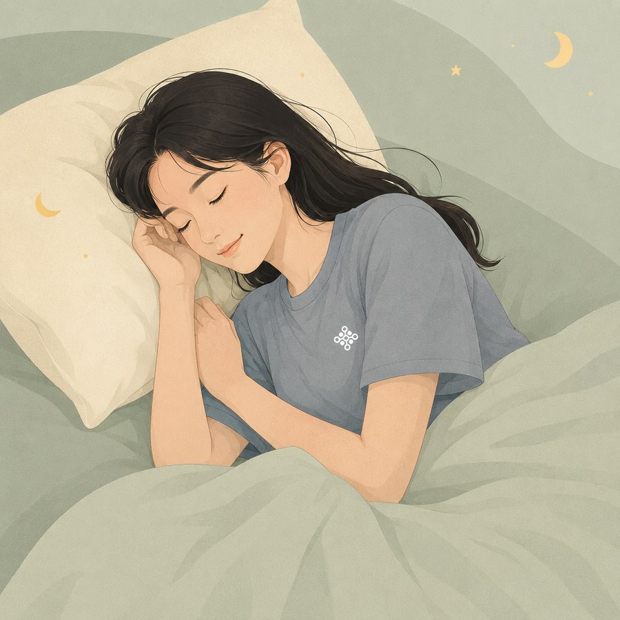 穿著平衡衣安穩入睡的插畫